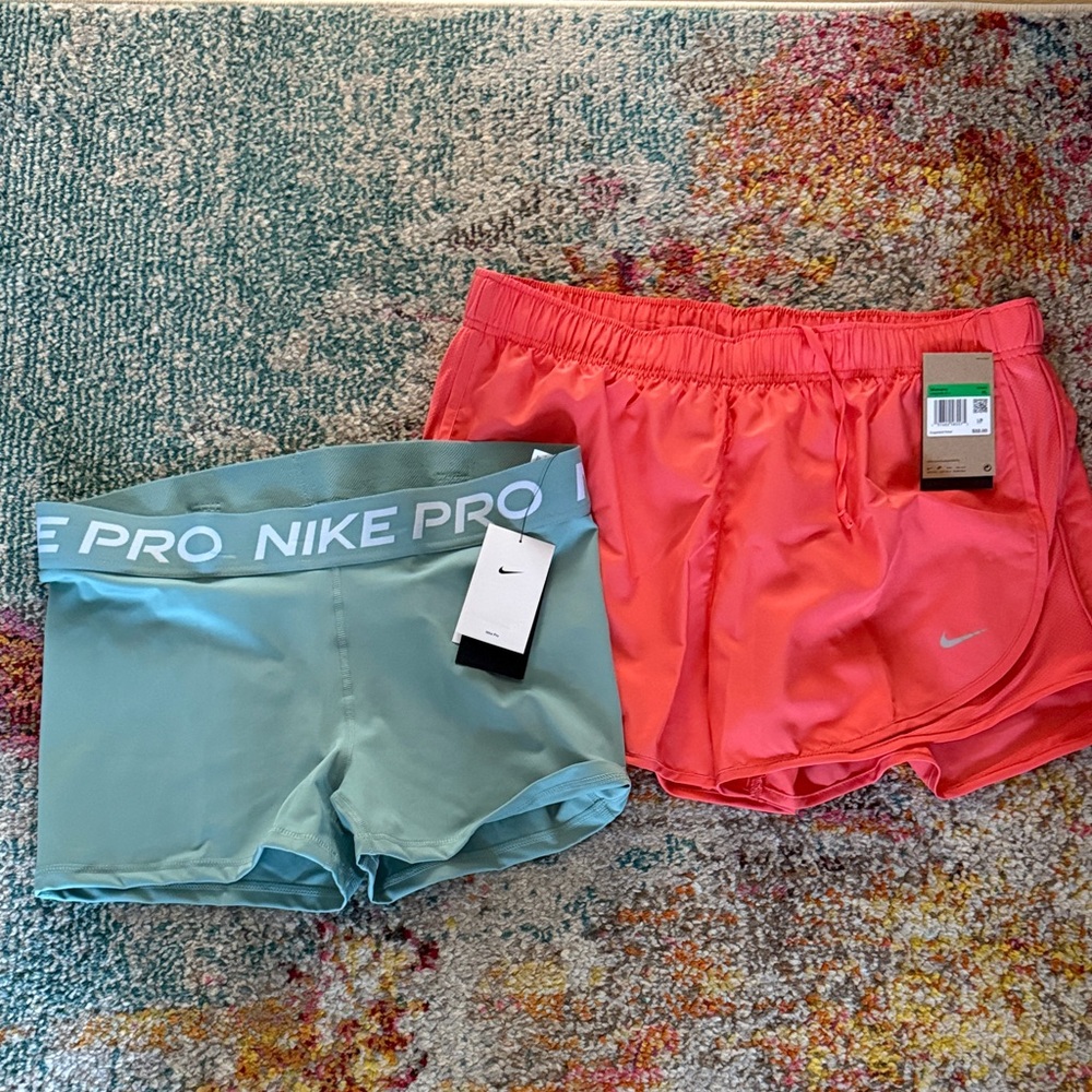 Nike Women's XL Pro Shorts & tiempo running shorts NEW 2 Pairs
